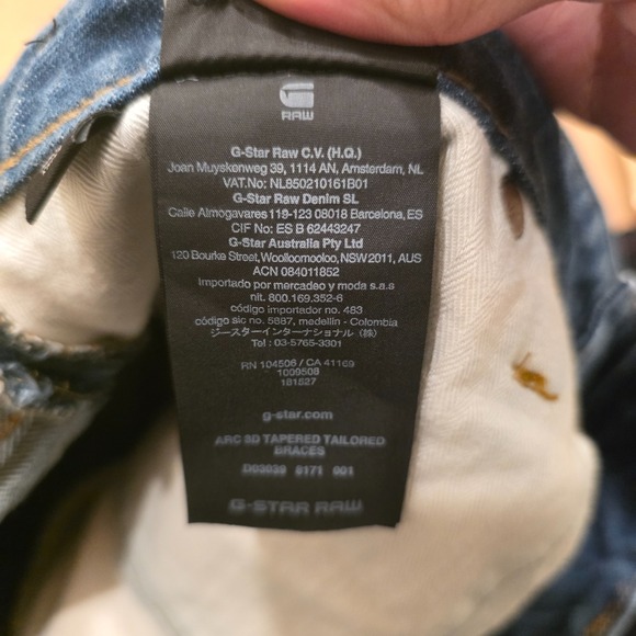 G Star RAW ARC 3D Tailored Braces Jeans in Raw Verde Denim Fits W34/L30 - Picture 5 of 16